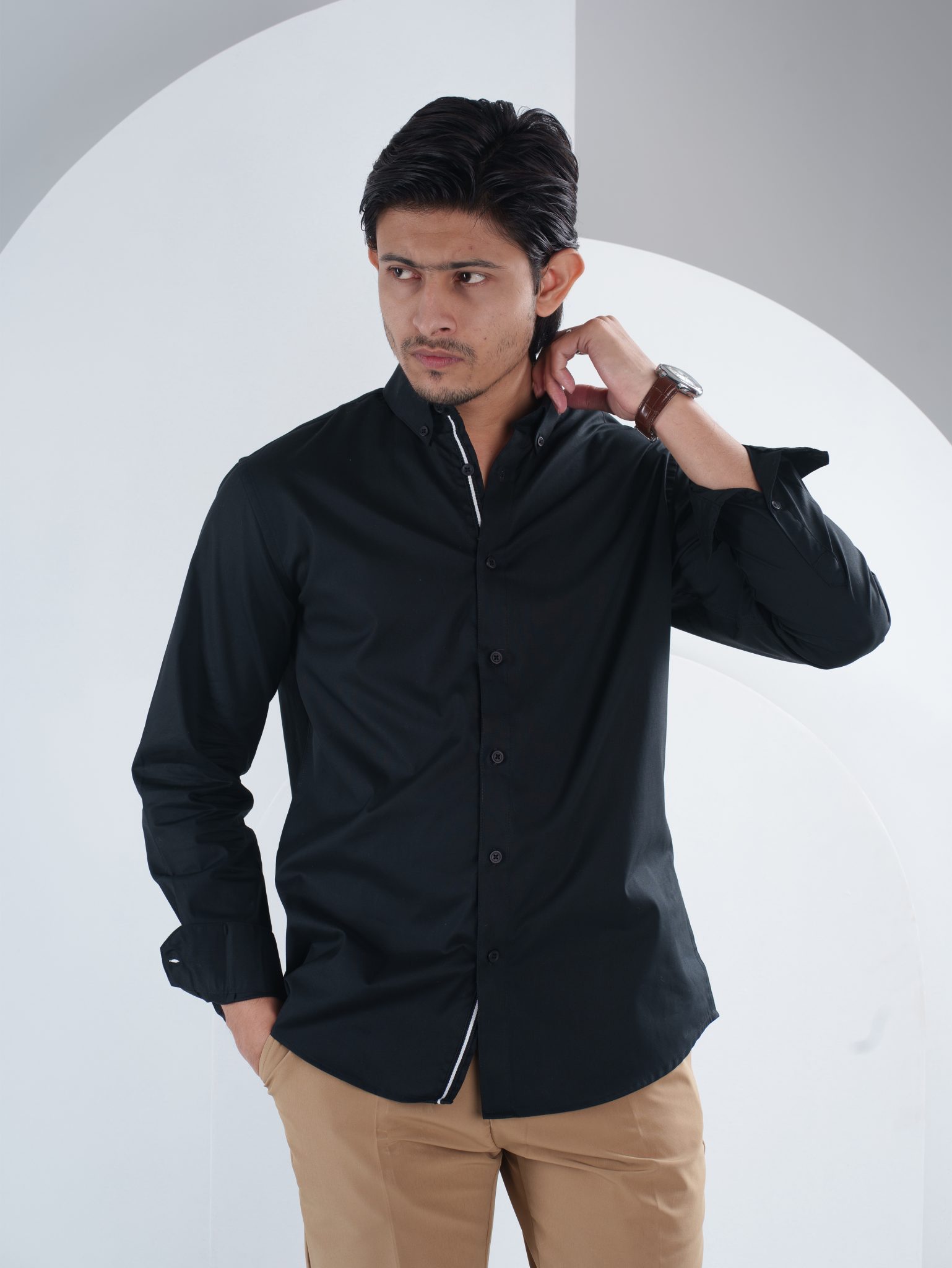 NOVA Solid Black Shirt