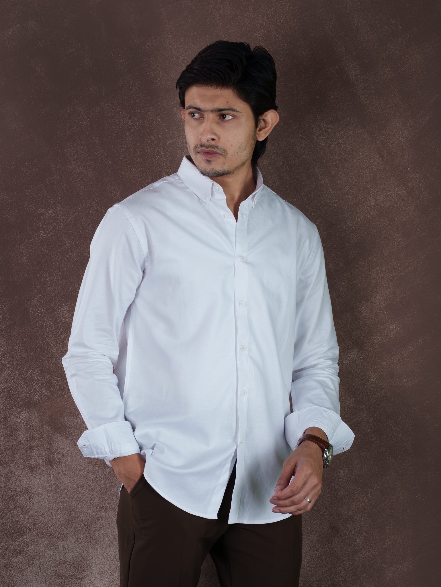NOBLE Arctic White Herringbone Shirt