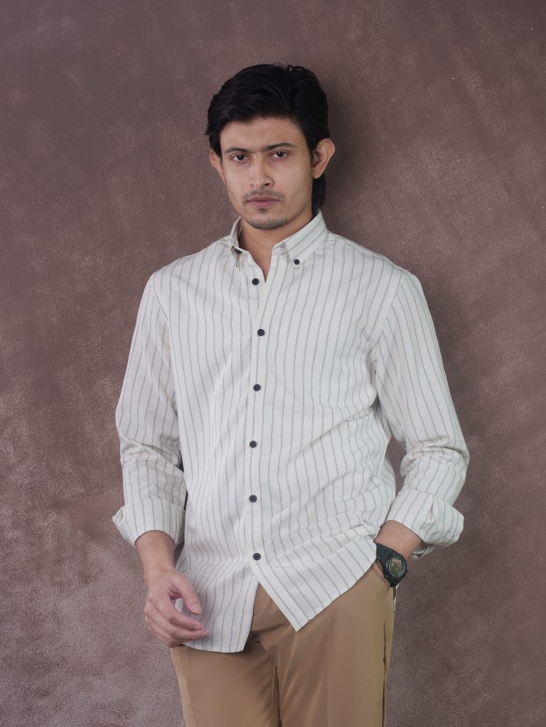 SPECTRUM Ivory Off-white Stripe Shirt